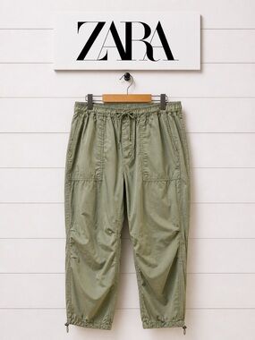 ZARA Sage Green Utility Jogger Pants – Size M